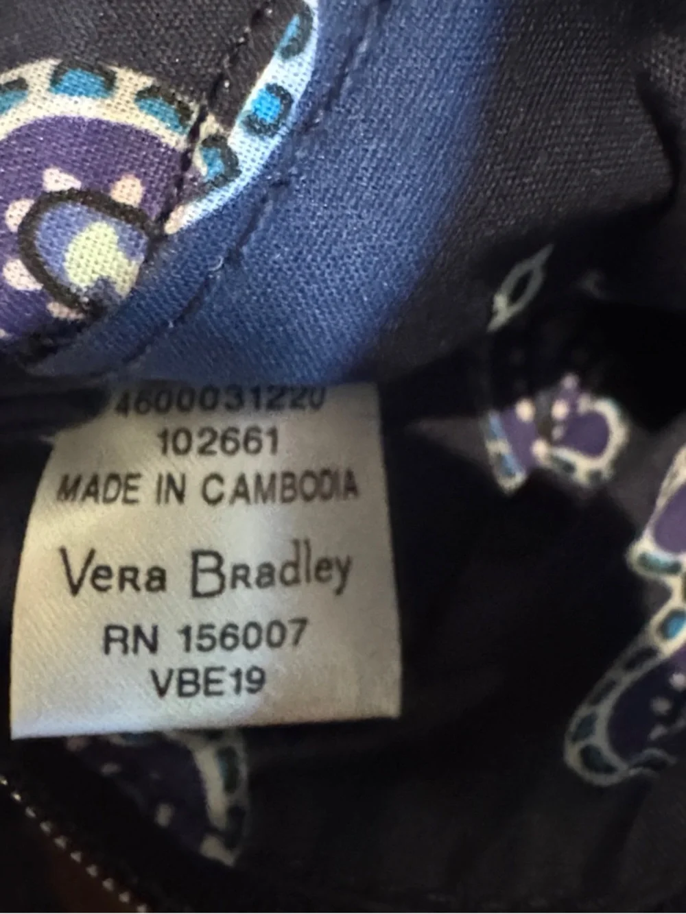 Vera Bradley Navy Blue Paisley Lanyard Card Holder